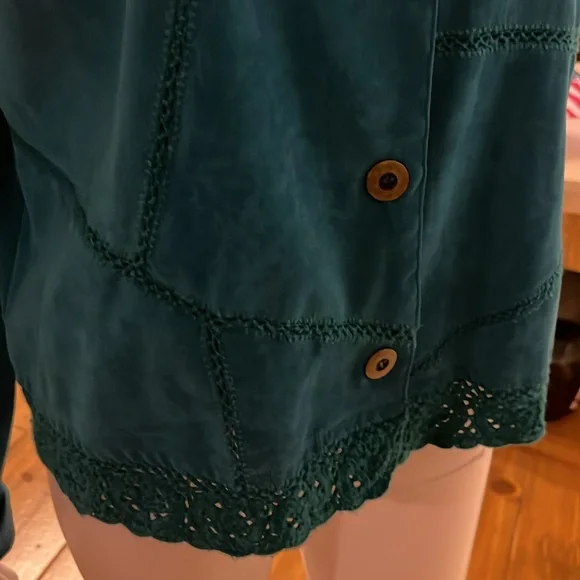 Vintage Koret Blazer Womens Blue Patchwork Crochet Retro 80s 90s Jacket L - Picture 6 of 8